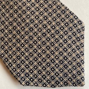 VINTAGE GAP Geometric Black Gray Taupe Men’s Silk Tie